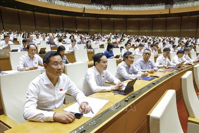 Đoàn đại biểu Quốc hội TP Đà Nẵng dự phiên họp. Ảnh: Doãn Tấn - TTXVN