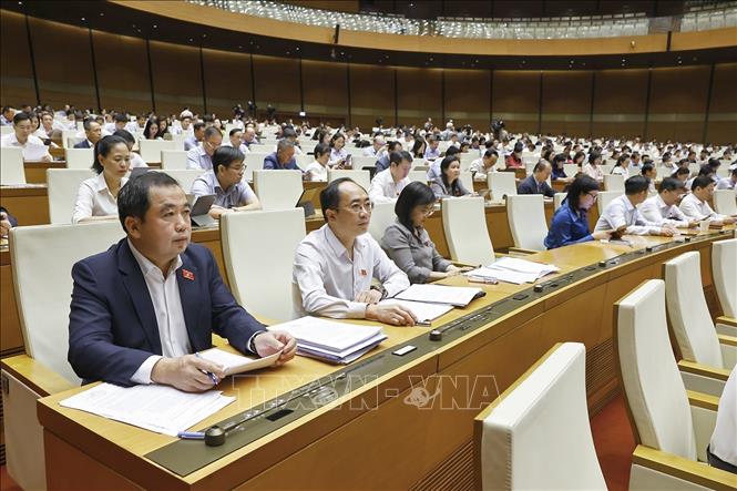 Đoàn đại biểu Quốc hội TP Hà Nội dự phiên họp. Ảnh: Doãn Tấn - TTXVN