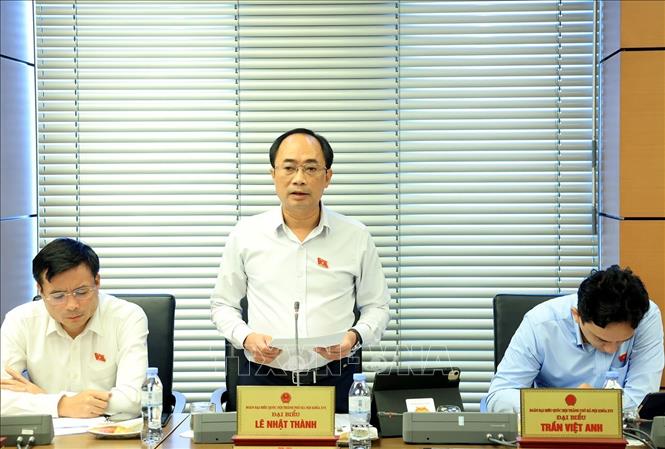 Đại biểu Quốc hội Thành phố Hà Nội Lê Nhật Thành phát biểu ở tổ. Ảnh: Tuấn Anh - TTXVN