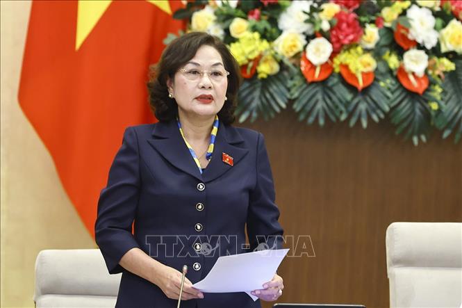 Phó Chủ tịch Quốc hội Nguyễn Thị Hồng điều hành nội dung phiên họp. Ảnh: Doãn Tấn - TTXVN