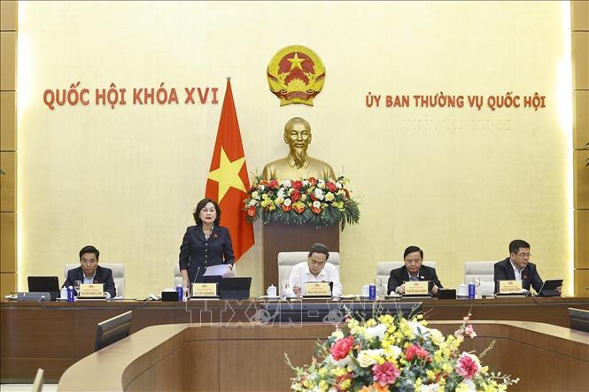Phó Chủ tịch Quốc hội Nguyễn Thị Hồng điều hành nội dung phiên họp. Ảnh: Doãn Tấn - TTXVN