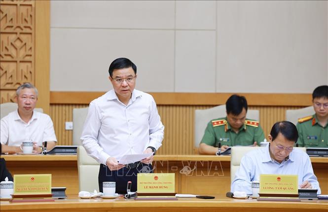 Bộ trưởng Bộ Công thương Lê Mạnh Hùng phát biểu. Ảnh: Dương Giang-TTXVN
