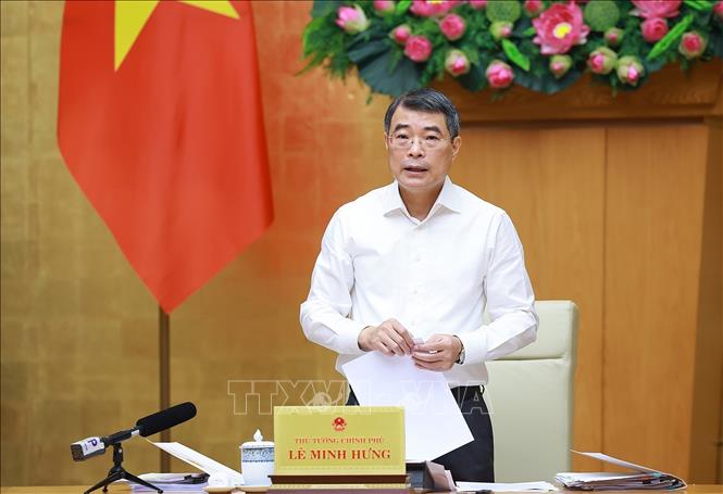 Thủ tướng Chính phủ Lê Minh Hưng chủ trì họp Thường trực Chính phủ và Thường trực Đảng ủy Chính phủ. Ảnh: Dương Giang-TTXVN
