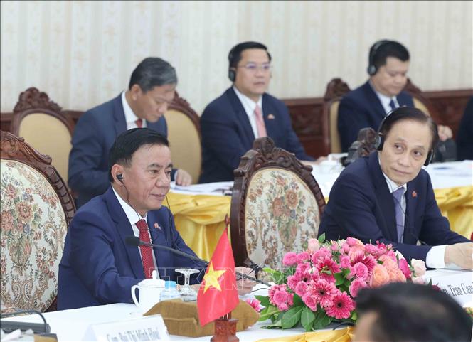 Thường trực Ban Bí thư Trần Cẩm Tú phát biểu tại hội kiến. Ảnh: Phương Hoa - TTXVN