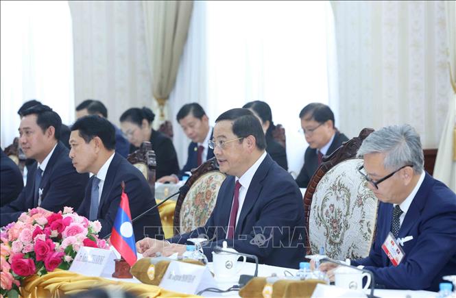 Thủ tướng Lào Sonexay Siphandone phát biểu tại hội kiến. Ảnh: Phương Hoa - TTXVN