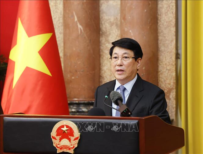 Nguyên Chủ tịch nước Lương Cường phát biểu. Ảnh: Lâm Khánh - TTXVN