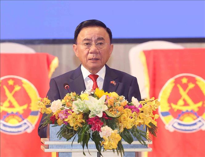 Đồng chí Trần Cẩm Tú, Uỷ viên Bộ Chính trị, Thường trực Ban Bí thư phát biểu tại tiệc chiêu đãi. Ảnh: Phương Hoa - TTXVN