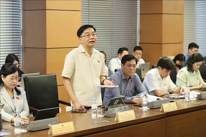 Đại biểu Quốc hội tỉnh Đồng Tháp Nguyễn Minh Sơn thảo luận tại tổ. Ảnh: An Đăng - TTXVN