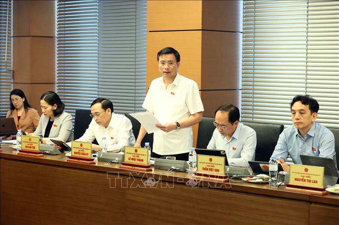 Đại biểu Quốc hội thành phố Hà Nội Lê Nhật Thành thảo luận tại tổ. Ảnh: An Đăng - TTXVN