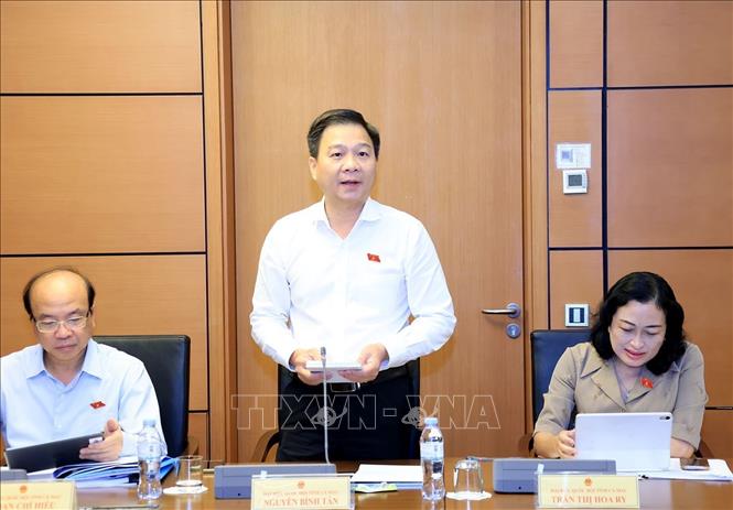 Đại biểu Quốc hội tỉnh Cà Mau Nguyễn Bình Tân phát biểu. Ảnh: Tuấn Anh - TTXVN