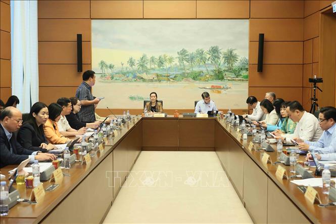 Các đại biểu Quốc hội thành phố Hải Phòng và tỉnh Quảng Ngãi thảo luận tại tổ. Ảnh: An Đăng - TTXVN