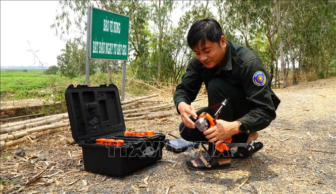 Vườn Quốc gia Tràm Chim đã đầu tư flycam chuyên dụng để phục vụ công tác quản lý, bảo vệ tài nguyên và phòng, chống cháy rừng. Ảnh: Nhựt An - TTXVN