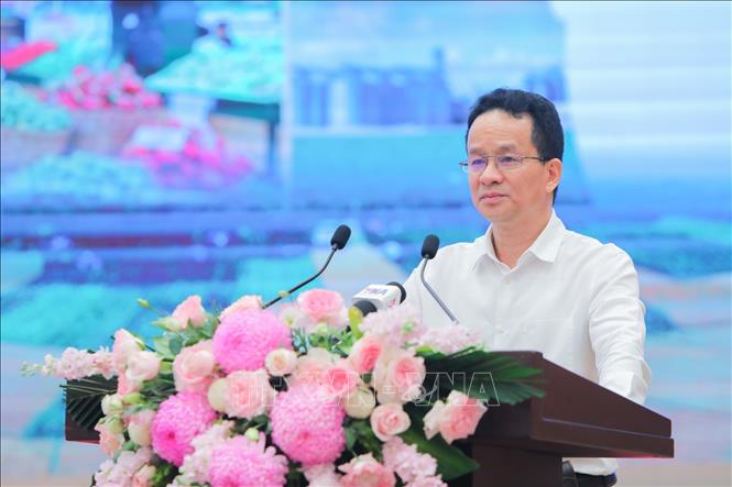 Ông Đỗ Mạnh Khởi, Phó Cục trưởng Cục Phát triển doanh nghiệp tư nhân và kinh tế tập thể, Bộ Tài chính phát biểu. Ảnh: Lê Đông - TTXVN