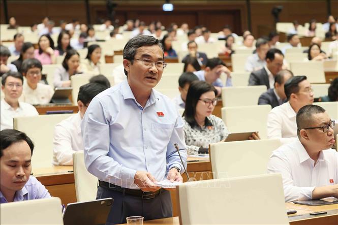 Đại biểu Quốc hội thành phố Đà Nẵng Nguyễn Phi Hùng phát biểu. Ảnh: An Đăng - TTXVN