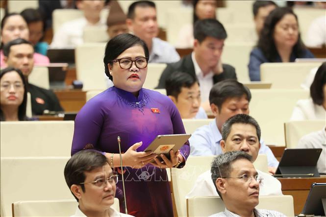 Đại biểu Quốc hội thành phố Huế Nguyễn Thị Sửu phát biểu. Ảnh: An Đăng - TTXVN