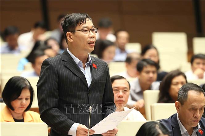 Đại biểu Quốc hội thành phố Hà Nội Đỗ Đức Hồng Hà phát biểu. Ảnh: An Đăng - TTXVN