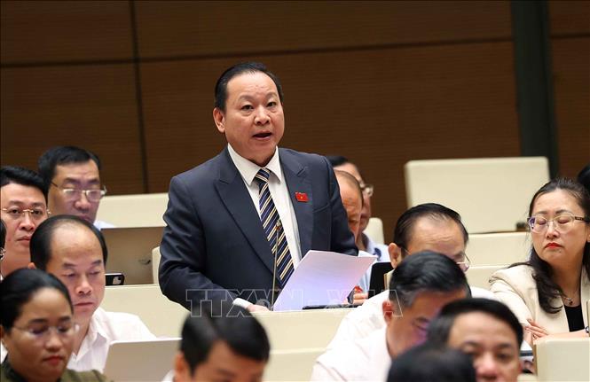 Đại biểu Quốc hội tỉnh Lào Cai Tráng A Dương phát biểu. Ảnh: Văn Điệp - TTXVN 