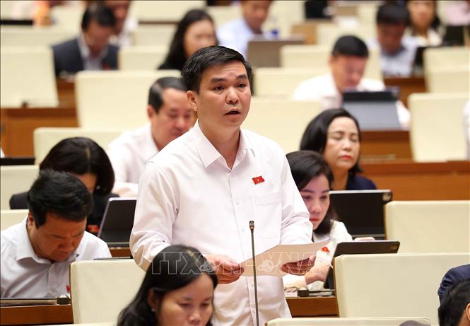 Đại biểu Quốc hội tỉnh Thái Nguyên Hà Sỹ Huân phát biểu. Ảnh: Văn Điệp - TTXVN