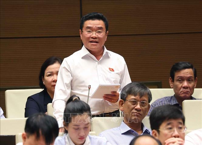 Đại biểu Quốc hội tỉnh Vĩnh Long Nguyễn Thanh Phong phát biểu. Ảnh: Văn Điệp - TTXVN 