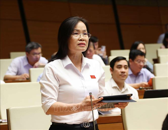 Đại biểu Quốc hội thành phố Hồ Chí Minh Nguyễn Thị Hồng Hạnh phát biểu. Ảnh: Văn Điệp - TTXVN 