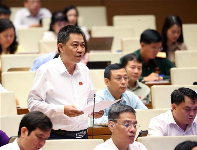 Đại biểu Quốc hội thành phố Huế Nguyễn Tiến Nam phát biểu. Ảnh: Văn Điệp - TTXVN 