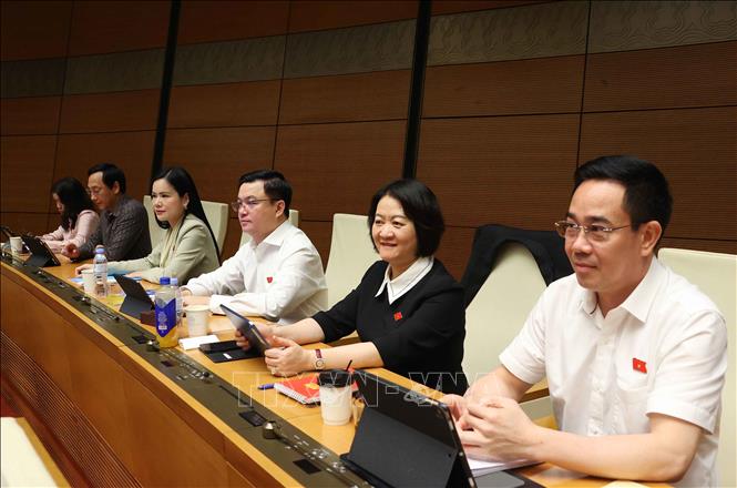 Đoàn đại biểu Quốc hội tỉnh Hưng Yên dự phiên họp. Ảnh: Văn Điệp - TTXVN 