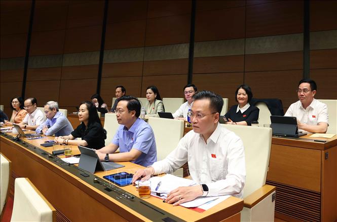 Đoàn đại biểu Quốc hội tỉnh Hưng Yên dự phiên họp. Ảnh: Văn Điệp - TTXVN 