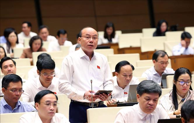 Đại biểu Quốc hội tỉnh Quảng Ngãi Hoàng Văn Nghĩa phát biểu. Ảnh: Văn Điệp - TTXVN