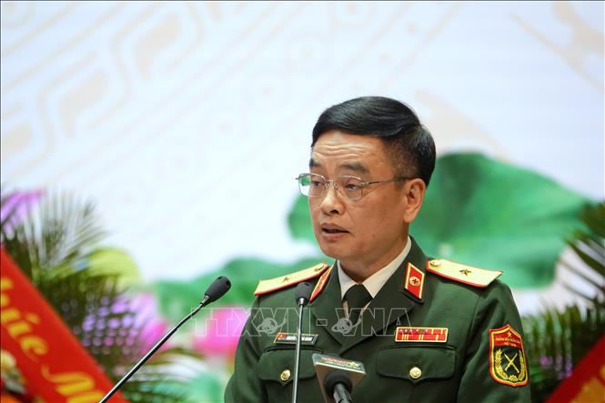Thiếu tướng Nguyễn Trường Giang, Cục trưởng Cục Quân y trình bày diễn văn kỷ niệm. Ảnh: Hiền Hạnh - TTXVN      