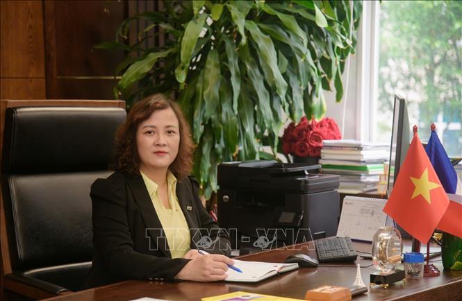 Giáo sư, Tiến sĩ Đinh Thị Mai Thanh, Hiệu trưởng Trường Đại học Khoa học và Công nghệ Hà Nội (USTH), thuộc Viện Hàn lâm Khoa học và Công nghệ Việt Nam. Ảnh: TTXVN phát