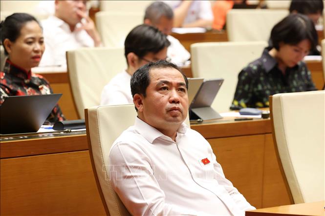 Đại biểu Quốc hội thành phố Hà Nội dự phiên họp. Ảnh: Văn Điệp - TTXVN