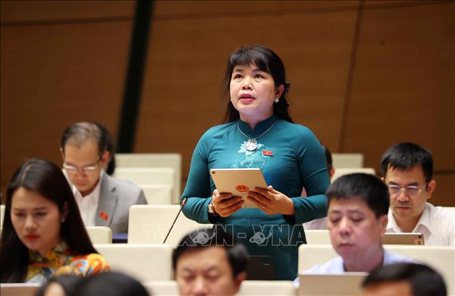 Đại biểu Quốc hội tỉnh Quảng Ninh Nguyễn Thị Thu Hà phát biểu. Ảnh: Văn Điệp - TTXVN 