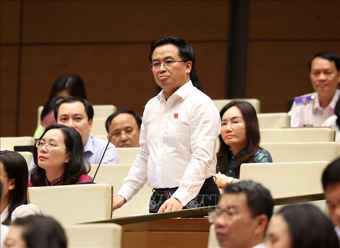 Đại biểu Quốc hội thành phố Hải Phòng Bùi Xuân Hải phát biểu. Ảnh: Văn Điệp - TTXVN 