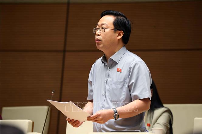 Đại biểu Quốc hội tỉnh Hưng Yên Nguyễn Đại Thắng phát biểu. Ảnh: Văn Điệp - TTXVN 