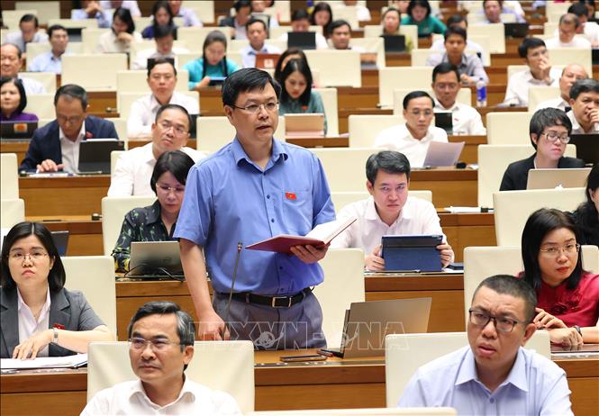 Đại biểu Quốc hội thành phố Đà Nẵng Nguyễn Hải Long phát biểu. Ảnh: Văn Điệp - TTXVN 