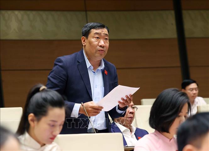 Đại biểu Quốc hội tỉnh Vĩnh Long Thạch Phước Bình phát biểu. Ảnh: Văn Điệp - TTXVN 