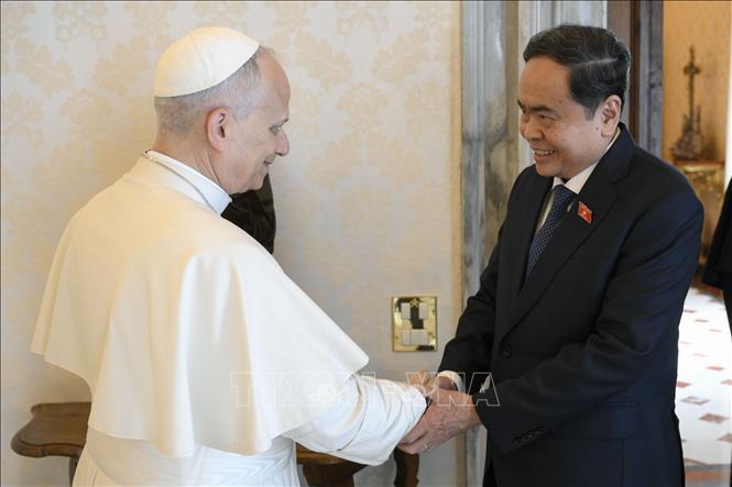 NA Chairman Tran Thanh Man and Pope Leo XIV. VNA Photo