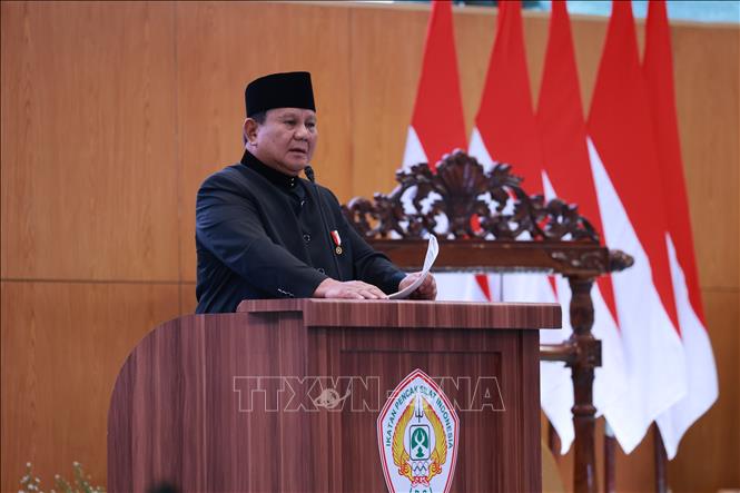 Tổng thống Prabowo Subianto phát biểu tại sự kiện. Ảnh: Đỗ Quyên – PV TTXVN