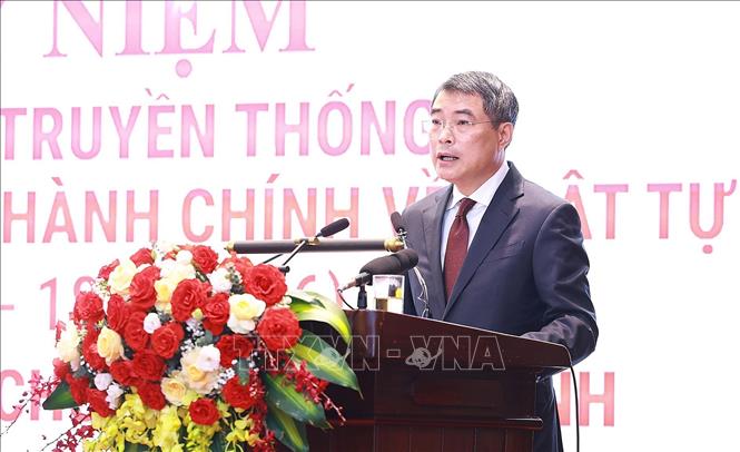 Thủ tướng Lê Minh Hưng phát biểu tại Lễ kỷ niệm 80 năm Ngày truyền thống lực lượng Cảnh sát Quản lý hành chính về trật tự xã hội. Ảnh: Dương Giang-TTXVN
