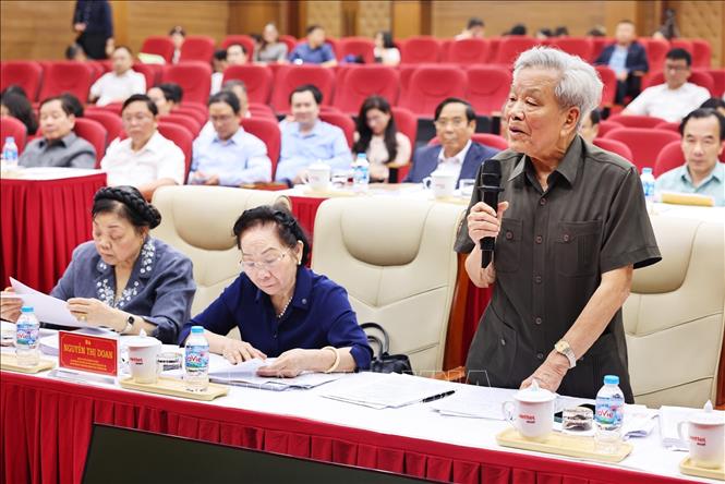 Ông Nguyễn Túc - Ủy viên Đoàn Chủ tịch, Chủ nhiệm Hội đồng tư vấn về Văn hóa - Xã hội UBTW MTTQ Việt Nam phát biểu. Ảnh: Minh Đức – TTXVN