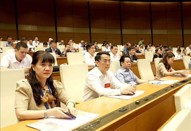 Các đại biểu tham dự Hội nghị tại điểm cầu chính Hội trường Diên Hồng, Nhà Quốc hội. Ảnh: Phương Hoa - TTXVN