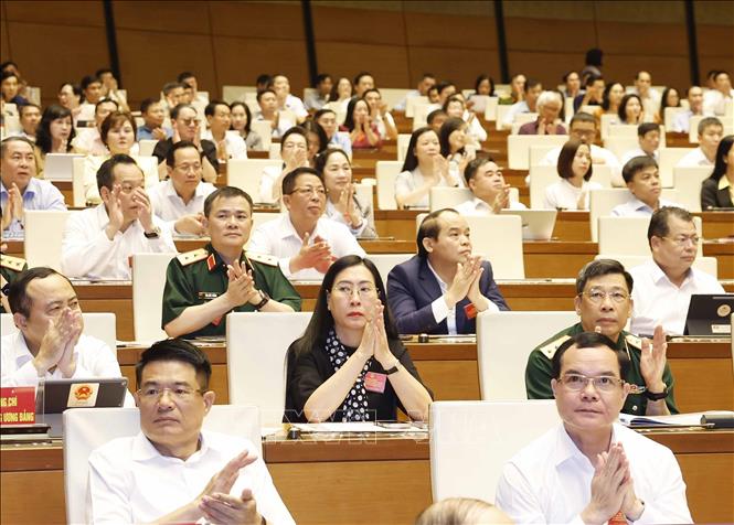 Các đại biểu tham dự Hội nghị tại điểm cầu chính Hội trường Diên Hồng, Nhà Quốc hội. Ảnh: Thống Nhất - TTXVN