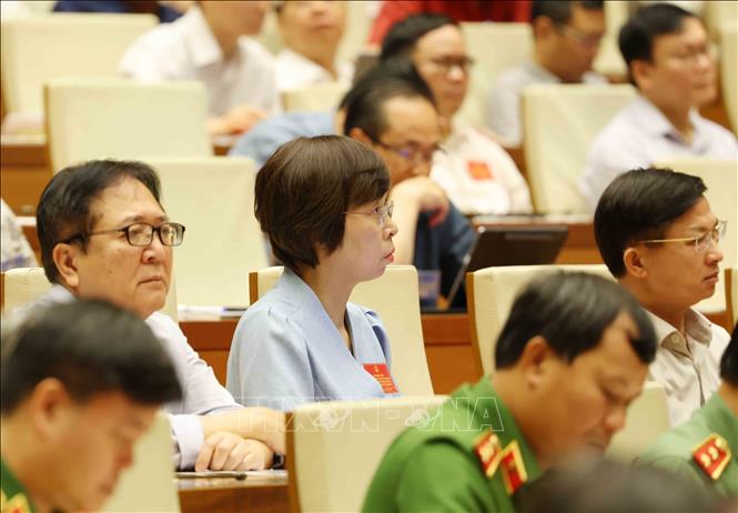 Các đại biểu tham dự Hội nghị tại điểm cầu chính Hội trường Diên Hồng, Nhà Quốc hội. Ảnh: Phương Hoa - TTXVN