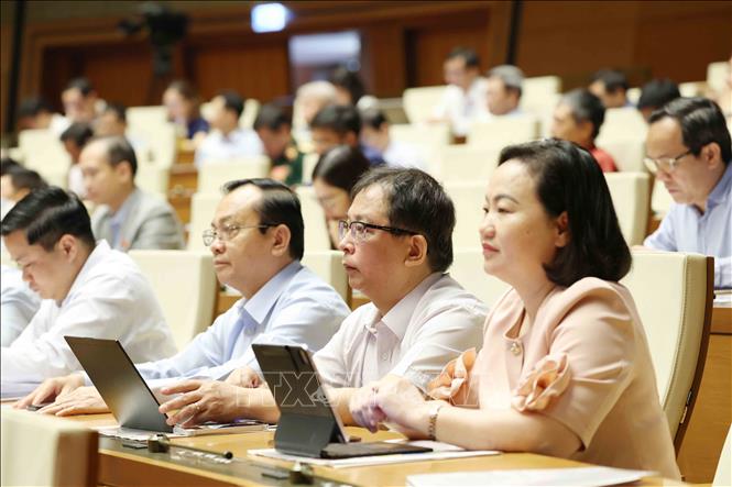 Các đại biểu tham dự Hội nghị tại điểm cầu chính Hội trường Diên Hồng, Nhà Quốc hội. Ảnh: Phương Hoa - TTXVN