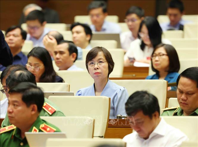 Các đại biểu tham dự Hội nghị tại điểm cầu chính Hội trường Diên Hồng, Nhà Quốc hội. Ảnh: Phương Hoa - TTXVN