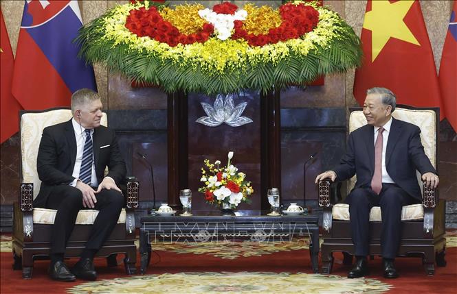 Tổng Bí thư, Chủ tịch nước Tô Lâm tiếp Thủ tướng Slovakia Robert Fico. Ảnh: Thống Nhất - TTXVN