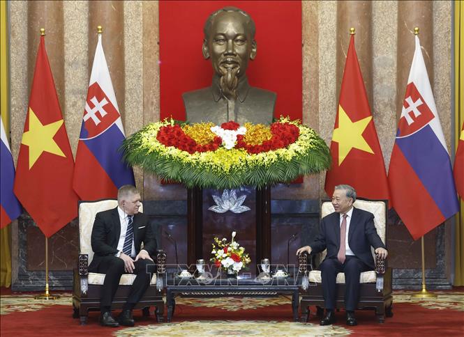 Tổng Bí thư, Chủ tịch nước Tô Lâm tiếp Thủ tướng Slovakia Robert Fico. Ảnh: Thống Nhất - TTXVN
