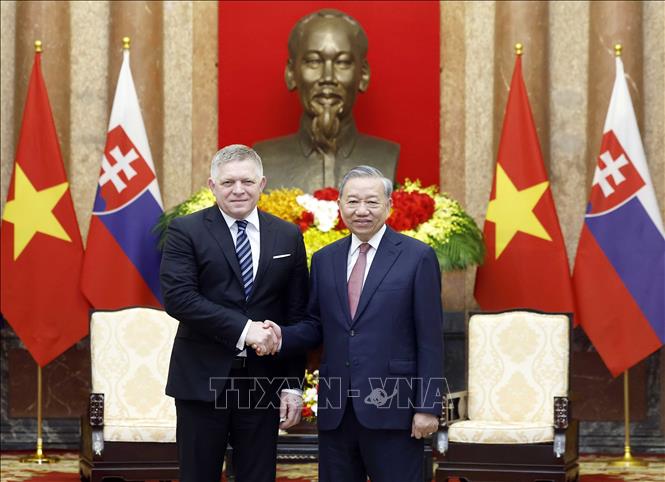 Tổng Bí thư, Chủ tịch nước Tô Lâm tiếp Thủ tướng Slovakia Robert Fico. Ảnh: Thống Nhất - TTXVN
