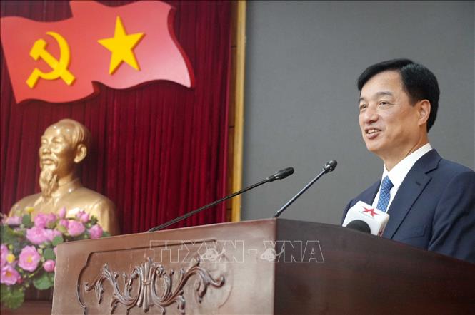 Ủy viên Bộ Chính trị, Bí thư Trung ương Đảng, Trưởng Ban Tổ chức Trung ương Nguyễn Duy Ngọc phát biểu. Ảnh: Việt Hoàng - TTXVN

