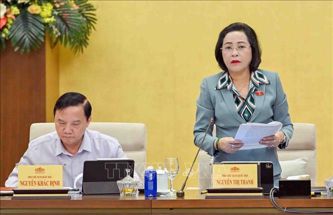 Phó Chủ tịch Quốc hội Nguyễn Thị Thanh phát biểu. Ảnh: Phạm Kiên - TTXVN